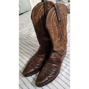 Lucchese 1883 Brown Leather Mens 9 2E Snip Toe Cowboy Boots EUC Vintage Handmade